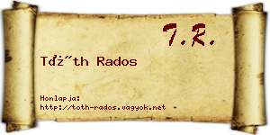 Tóth Rados névjegykártya